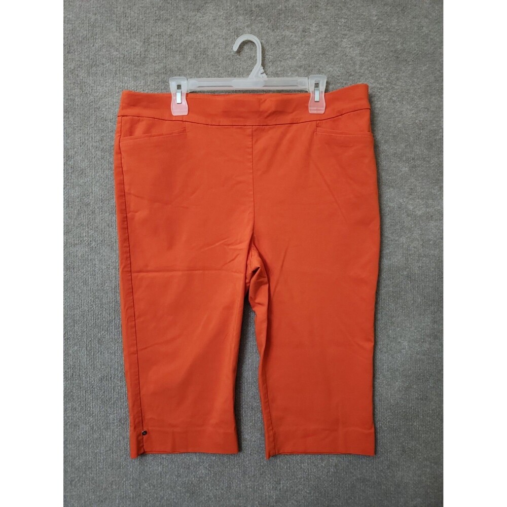 Chicos Brigitte Pull-On Rivet Slim Leg Capri Pants Women 3 US 16 Orange Slimming
